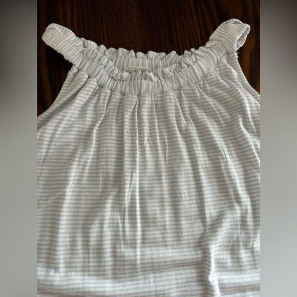 Loft Striped Ruffle Halter Flounce Top Size Large NWOT blue white - Picture 12 of 13